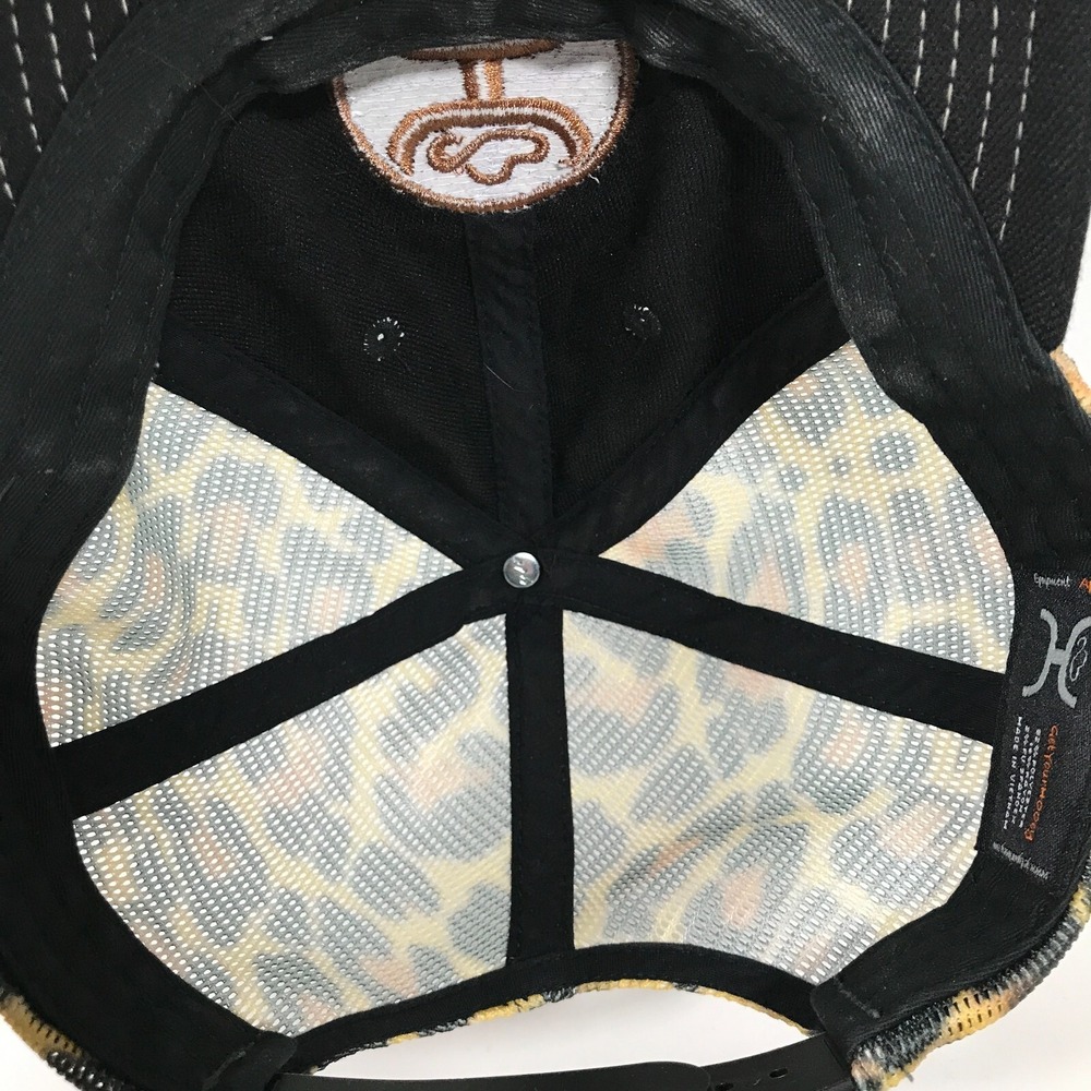 Hooey Gold Logo Leopard Cheetah Print Mesh Adjustable Snapback Truckers Hat Cap - Picture 8 of 9